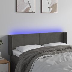 vidaXL LED-voodipeats, tumehall, 147x16x78/88 cm, samet hind ja info | Voodid | kaup24.ee