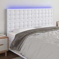 vidaXL LED-voodipeats, valge, 160x5x118/128 cm, kunstnahk hind ja info | Voodid | kaup24.ee