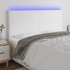 vidaXL LED-voodipeats, valge, 160x5x118/128 cm, kunstnahk цена и информация | Кровати | kaup24.ee