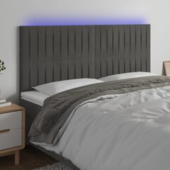 vidaXL LED-voodipeats, tumehall, 160x5x118/128 cm, samet цена и информация | Кровати | kaup24.ee