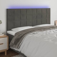 vidaXL LED-voodipeats, tumehall, 160x5x118/128 cm, samet hind ja info | Voodid | kaup24.ee