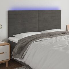 vidaXL LED-voodipeats, tumehall, 160x5x118/128 cm, samet цена и информация | Кровати | kaup24.ee