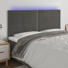 vidaXL LED-voodipeats, tumehall, 160x5x118/128 cm, samet цена и информация | Кровати | kaup24.ee