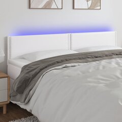 vidaXL LED-voodipeats, valge, 160x5x78/88 cm kunstnahk цена и информация | Кровати | kaup24.ee