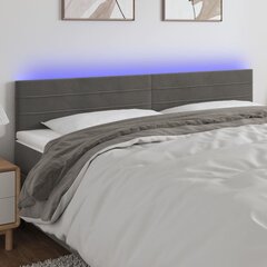 vidaXL LED-voodipeats, tumehall, 160x5x78/88 cm, samet hind ja info | Voodid | kaup24.ee