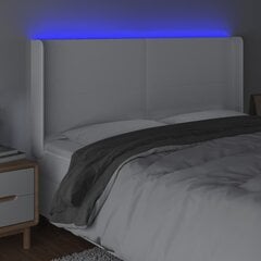 vidaXL LED-voodipeats, valge, 163x16x118/128 cm, kunstnahk цена и информация | Кровати | kaup24.ee