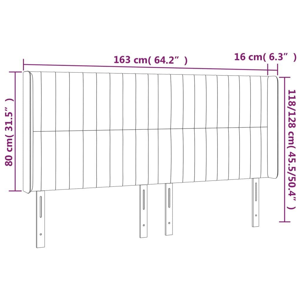 vidaXL LED-voodipeats, pruunikashall, 163x16x118/128 cm, kangas hind ja info | Voodid | kaup24.ee