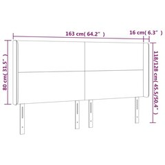 vidaXL LED-voodipeats, pruunikashall, 163x16x118/128 cm, kangas hind ja info | Voodid | kaup24.ee