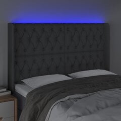vidaXL LED-voodipeats, tumehall, 163x16x118/128 cm, kangas hind ja info | Voodid | kaup24.ee