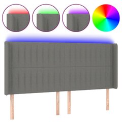 vidaXL LED-voodipeats, tumehall, 163x16x118/128 cm, kangas цена и информация | Кровати | kaup24.ee
