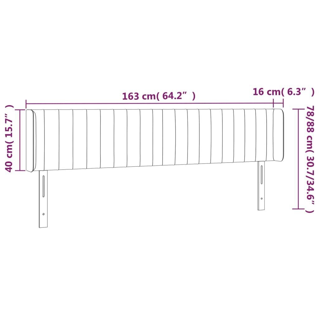 vidaXL LED-voodipeats, pruunikashall, 163x16x78/88 cm, kangas цена и информация | Voodid | kaup24.ee