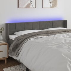 vidaXL LED-voodipeats, tumehall, 163x16x78/88 cm, samet hind ja info | Voodid | kaup24.ee