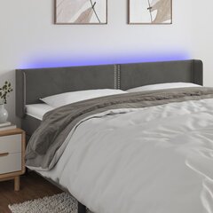 vidaXL LED-voodipeats, tumehall, 163x16x78/88 cm, samet hind ja info | Voodid | kaup24.ee