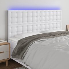 vidaXL LED-voodipeats, valge, 180x5x118/128 cm, kunstnahk цена и информация | Кровати | kaup24.ee