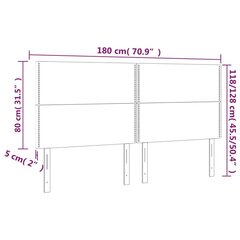 vidaXL LED-voodipeats, helehall, 180x5x118/128 cm, kangas hind ja info | Voodid | kaup24.ee