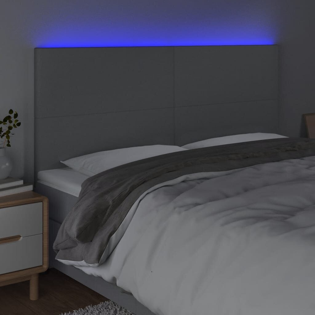 vidaXL LED-voodipeats, helehall, 180x5x118/128 cm, kangas цена и информация | Voodid | kaup24.ee