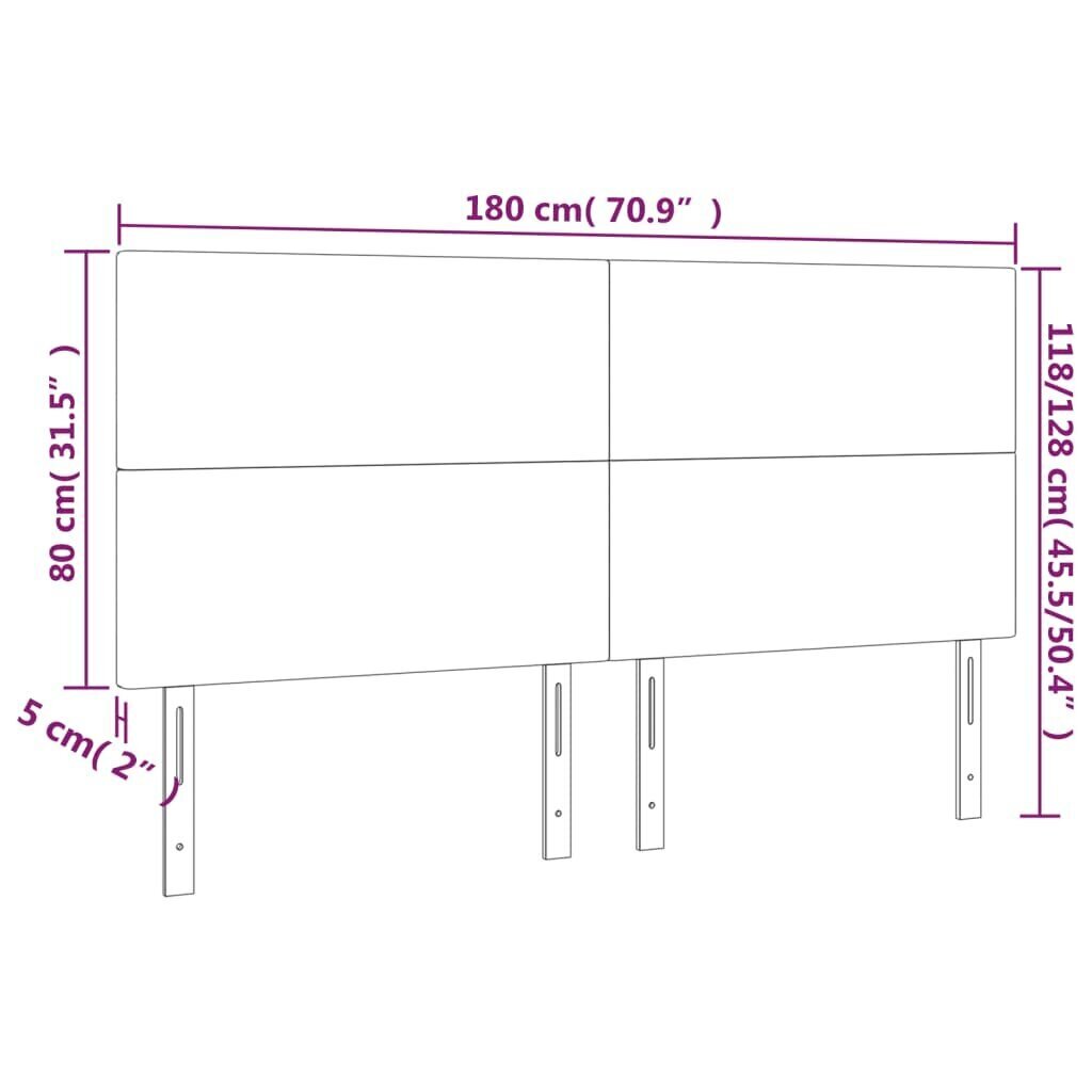 vidaXL LED-voodipeats, helehall, 180x5x118/128 cm, kangas цена и информация | Voodid | kaup24.ee