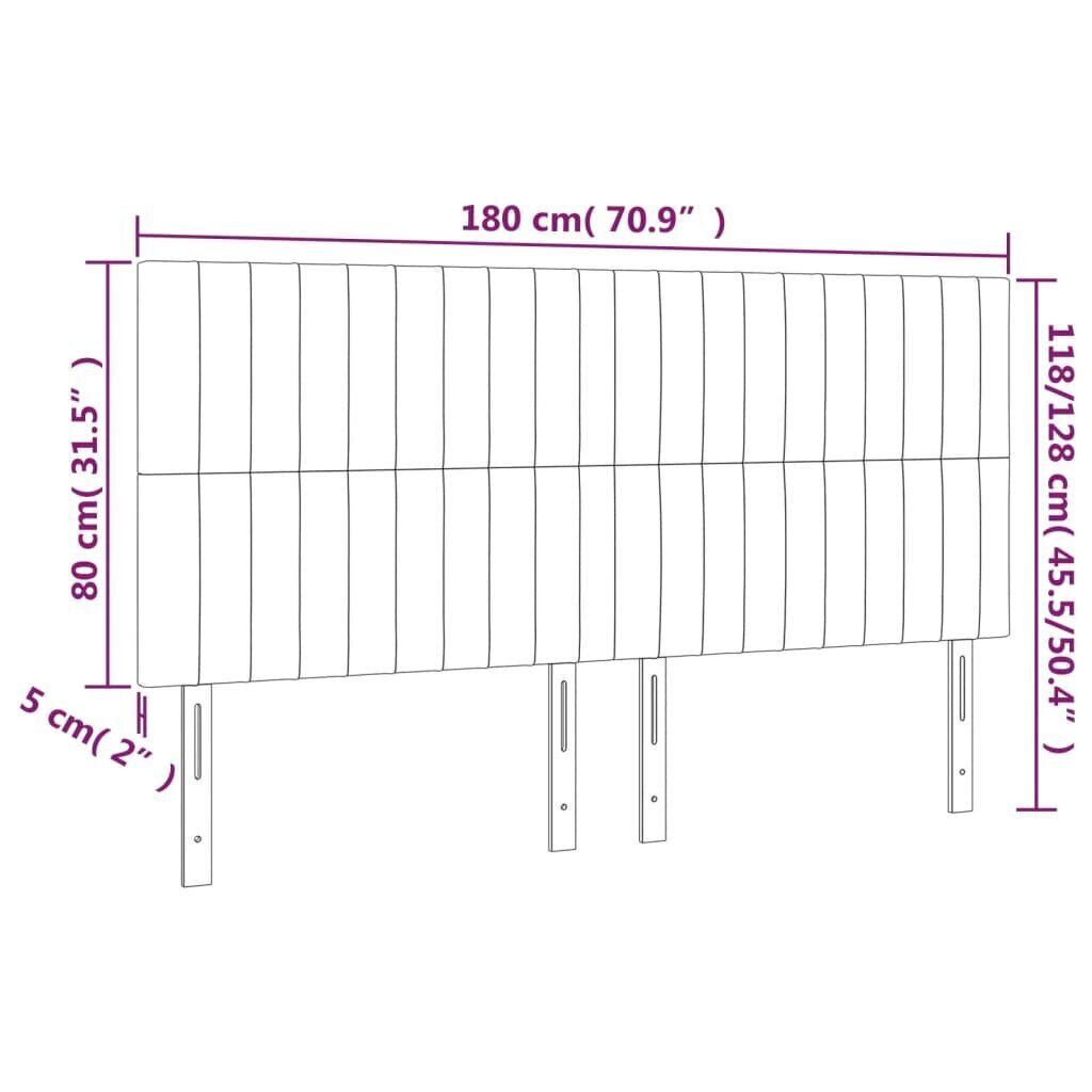 vidaXL LED-voodipeats, helehall, 180x5x118/128 cm, samet цена и информация | Voodid | kaup24.ee