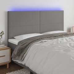 vidaXL LED-voodipeats, tumehall, 180x5x118/128 cm, kangas hind ja info | Voodid | kaup24.ee