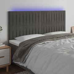 vidaXL LED-voodipeats, tumehall, 180x5x118/128 cm, samet цена и информация | Кровати | kaup24.ee