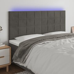 vidaXL LED-voodipeats, tumehall, 180x5x118/128 cm, samet цена и информация | Кровати | kaup24.ee