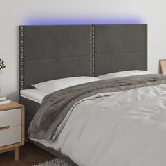 vidaXL LED-voodipeats, tumehall, 180x5x118/128 cm, samet цена и информация | Кровати | kaup24.ee