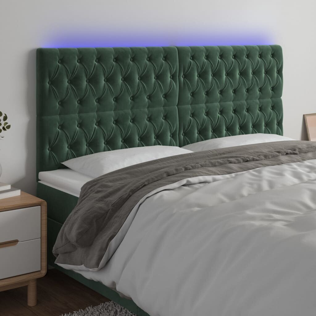 vidaXL LED-voodipeats, tumeroheline, 180x7x118/128 cm, samet hind ja info | Voodid | kaup24.ee