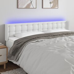 vidaXL LED-voodipeats, valge, 183x16x78/88 cm, kunstnahk цена и информация | Кровати | kaup24.ee