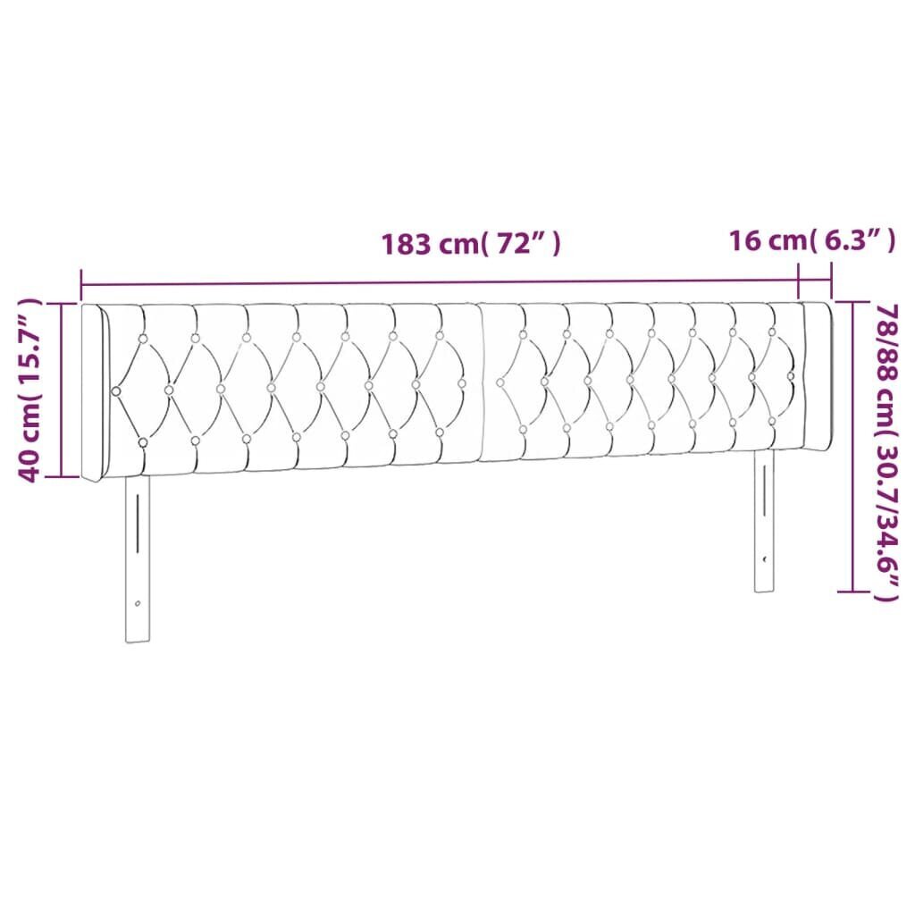 vidaXL LED-voodipeats, helehall, 183x16x78/88 cm, kangas цена и информация | Voodid | kaup24.ee