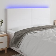 vidaXL LED-voodipeats, valge, 200x5x118/128 cm, kunstnahk цена и информация | Кровати | kaup24.ee