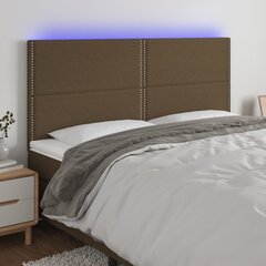 vidaXL LED-voodipeats, tumepruun, 200x5x118/128 cm, kangas hind ja info | Voodid | kaup24.ee