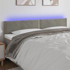 vidaXL LED-voodipeats, helehall, 200x5x78/88 cm, samet hind ja info | Voodid | kaup24.ee