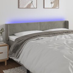 vidaXL LED-voodipeats, helehall, 203x16x78/88 cm, samet hind ja info | Voodid | kaup24.ee