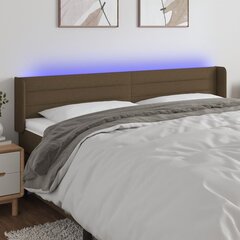 vidaXL LED-voodipeats, tumepruun, 203x16x78/88 cm, kangas цена и информация | Кровати | kaup24.ee