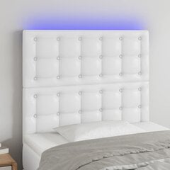 vidaXL LED-voodipeats, valge, 80x5x118/128 cm, kunstnahk цена и информация | Кровати | kaup24.ee