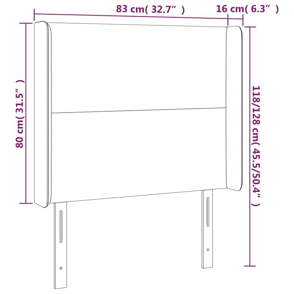 vidaXL LED-voodipeats, tumepruun, 83x16x118/128 cm, kangas цена и информация | Voodid | kaup24.ee