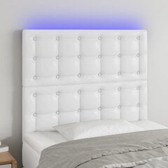 vidaXL LED-voodipeats, valge, 90x5x118/128 cm, kunstnahk hind ja info | Voodid | kaup24.ee