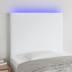 vidaXL LED-voodipeats, valge, 90x5x118/128 cm, kunstnahk цена и информация | Кровати | kaup24.ee