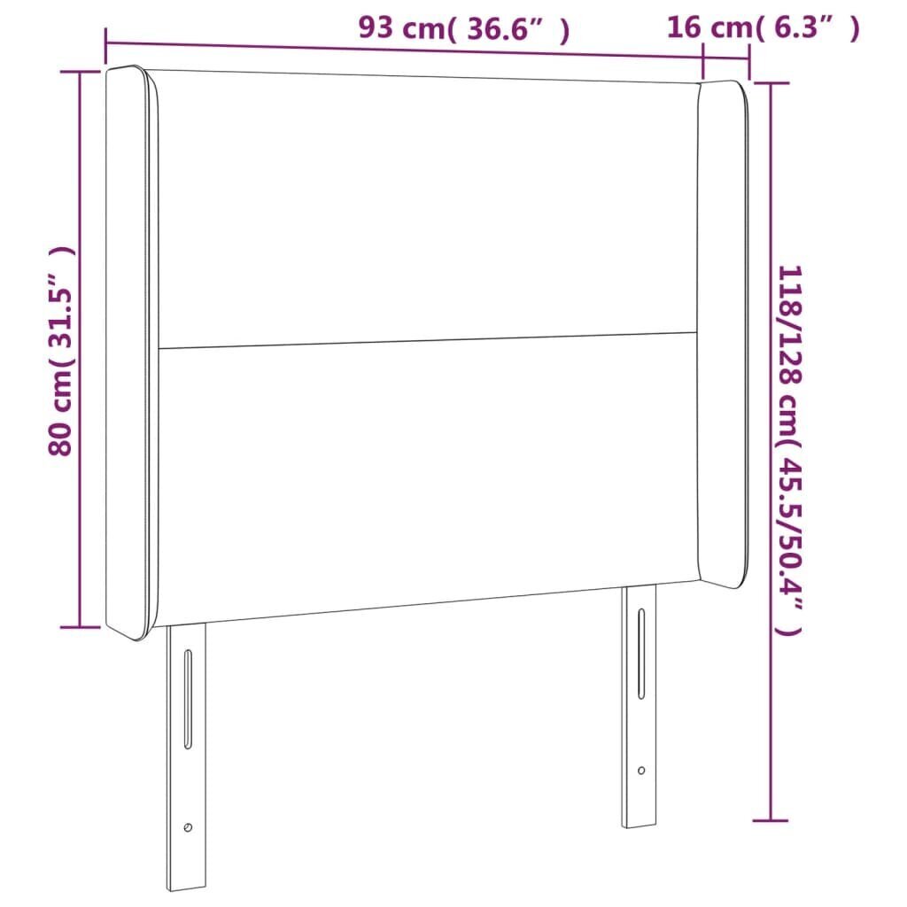 vidaXL LED-voodipeats, tumepruun, 93x16x118/128 cm, kangas цена и информация | Voodid | kaup24.ee