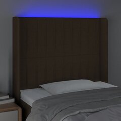 vidaXL LED-voodipeats, tumepruun, 93x16x118/128 cm, kangas цена и информация | Кровати | kaup24.ee