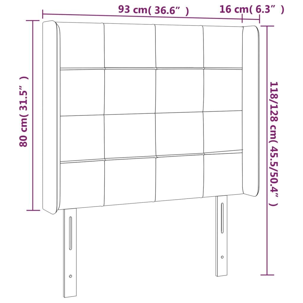 vidaXL LED-voodipeats, tumepruun, 93x16x118/128 cm, kangas цена и информация | Voodid | kaup24.ee