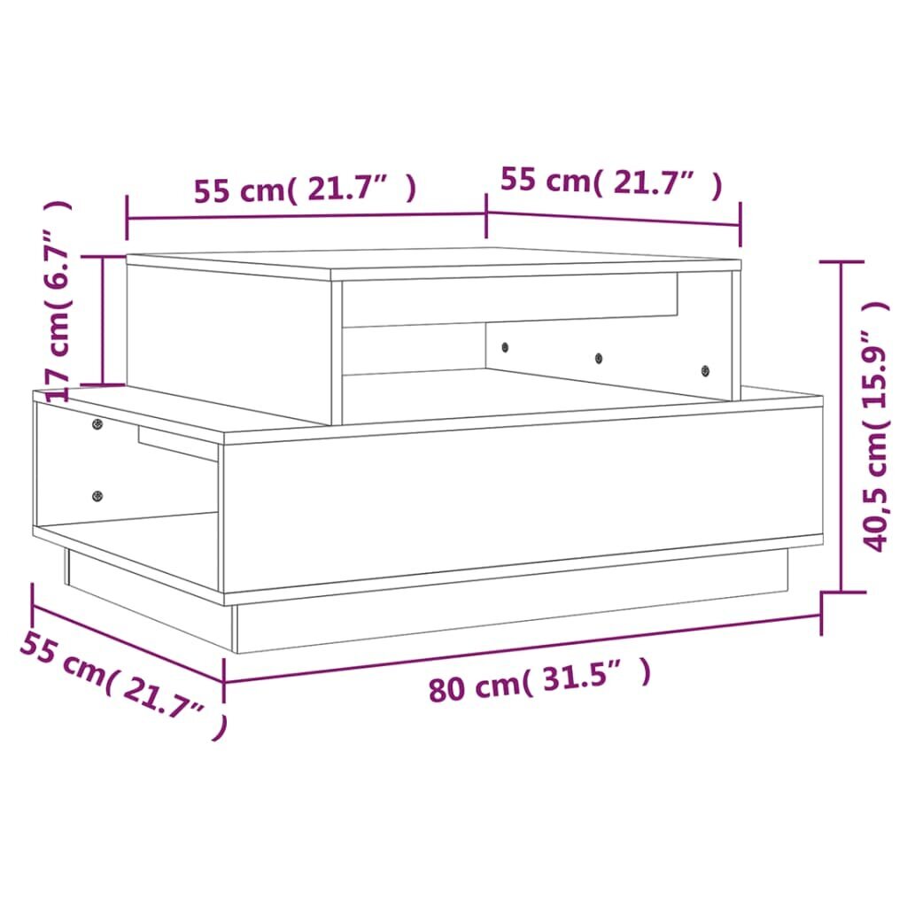 vidaXL kohvilaud, valge, 80 x 55 x 40,5 cm, männipuit hind ja info | Diivanilauad | kaup24.ee