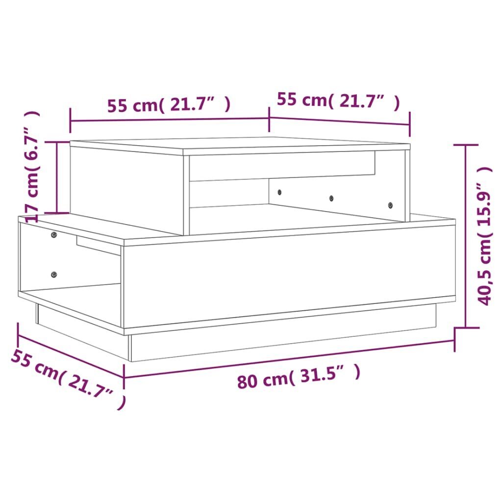 vidaXL kohvilaud, meepruun, 80 x 55 x 40,5 cm, männipuit цена и информация | Diivanilauad | kaup24.ee