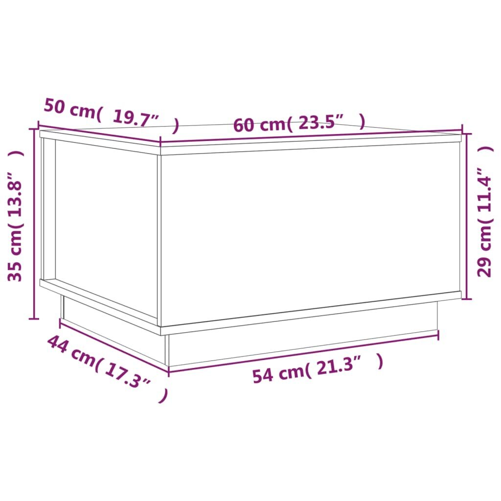 vidaXL kohvilaud, hall, 60 x 50 x 35 cm, männipuit hind ja info | Diivanilauad | kaup24.ee