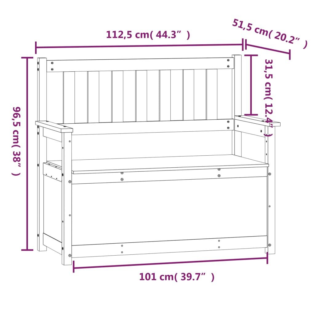 vidaXL pink, hall, 112,5 x 51,5 x 96,5 cm, männipuit цена и информация | Jalatsikapid, jalatsiriiulid | kaup24.ee