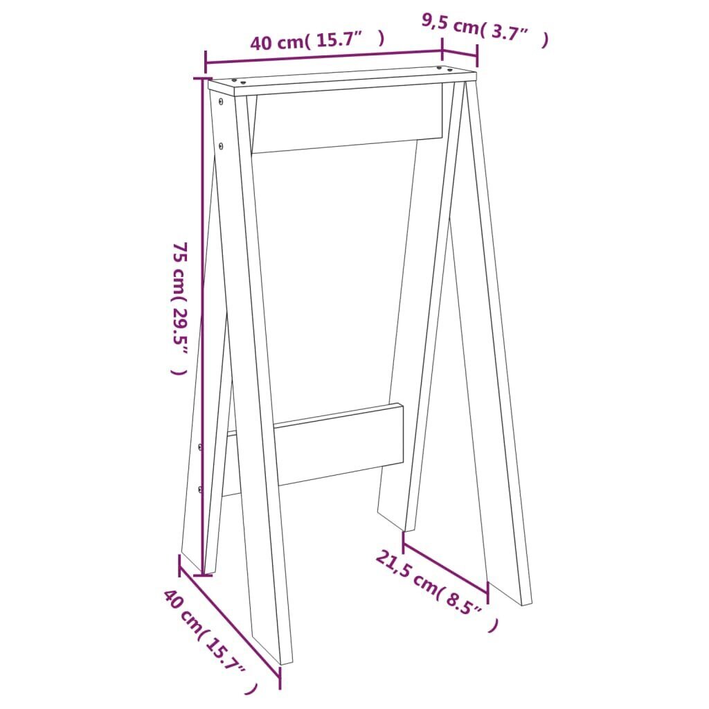 vidaXL pukid 2 tk, valge, 40 x 40 x 75 cm, männipuit hind ja info | Söögitoolid, baaritoolid | kaup24.ee