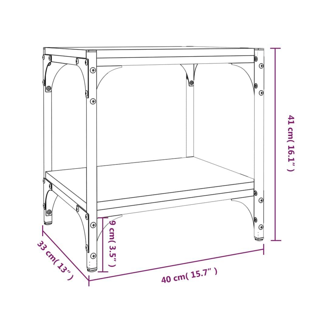 vidaXL telerikapp, hall Sonoma tamm, 40x33x41 cm, tehispuit ja teras hind ja info | TV alused | kaup24.ee