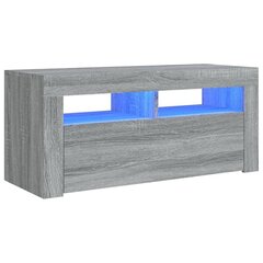 vidaXL telerialus LED-tuledega, hall Sonoma tamm, 90 x 35 x 40 cm цена и информация | Тумбы под телевизор | kaup24.ee