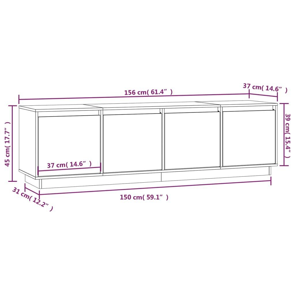 vidaXL telerikapp, 156 x 37 x 45 cm, männipuit hind ja info | TV alused | kaup24.ee