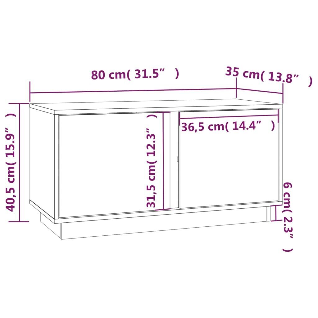 vidaXL telerikapp, must, 80 x 35 x 40,5 cm, männipuit цена и информация | TV alused | kaup24.ee